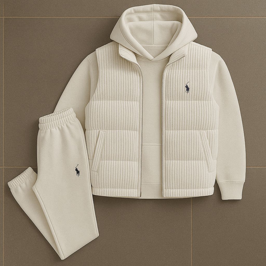 PRL™ Σετ – Φούτερ με Κουκούλα, Καπιτονέ Γιλέκο & Παντελόνι