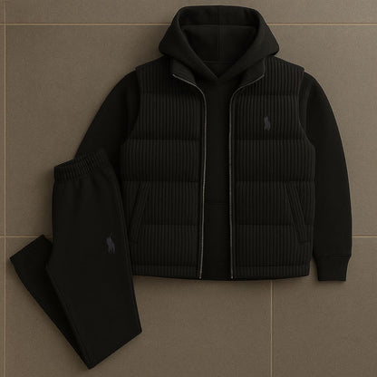 PRL™ Σετ – Φούτερ με Κουκούλα, Καπιτονέ Γιλέκο & Παντελόνι